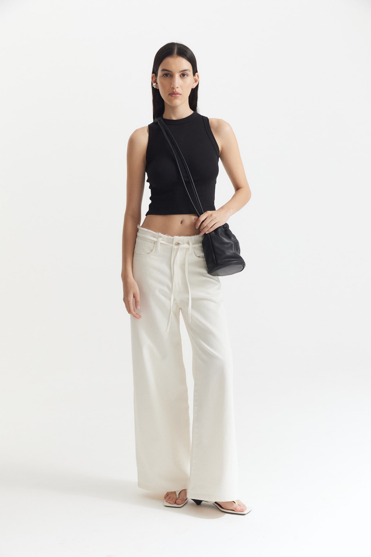 Jean Wide Leg sin Cintura Blanco