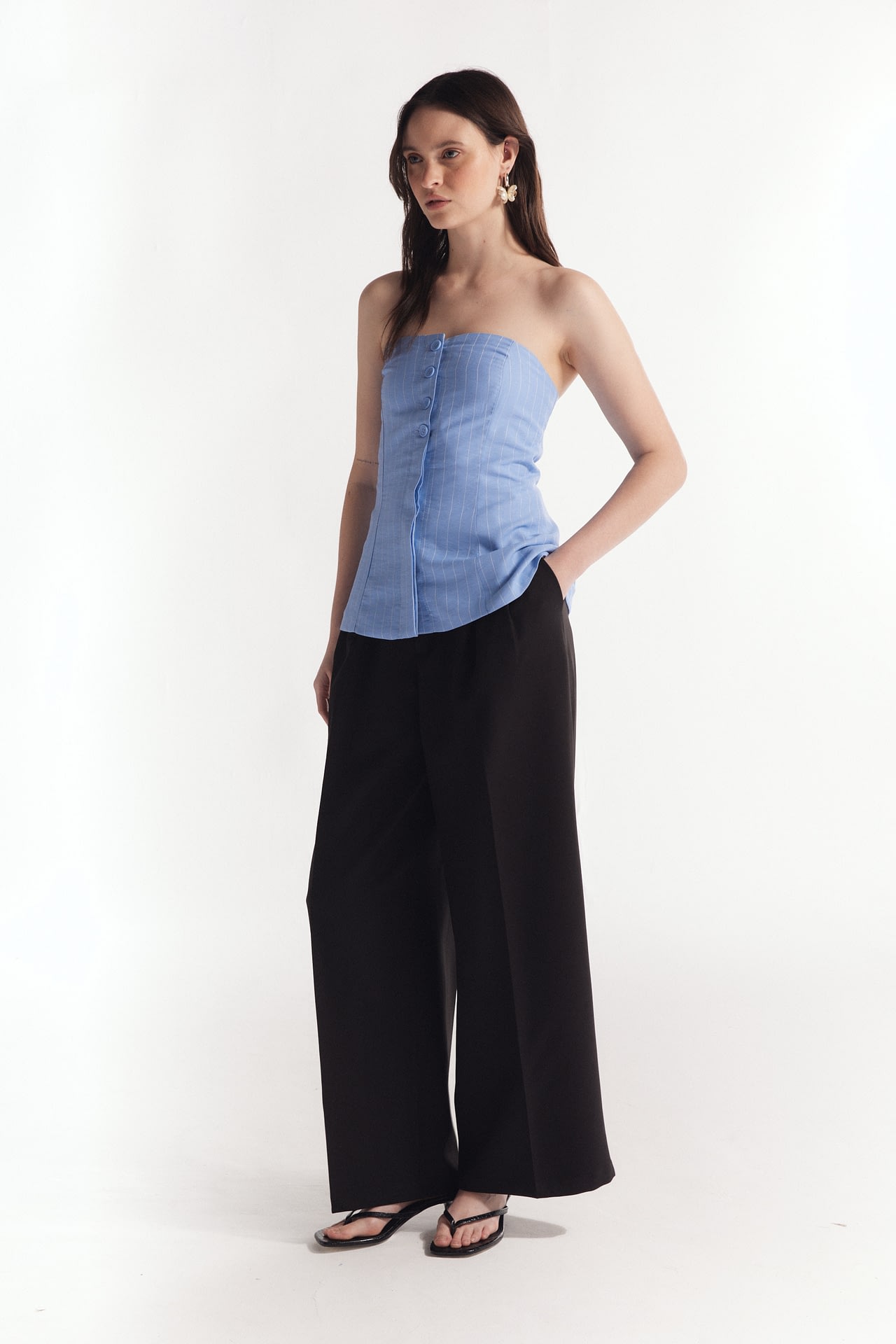 Chaleco Strapless Rayado