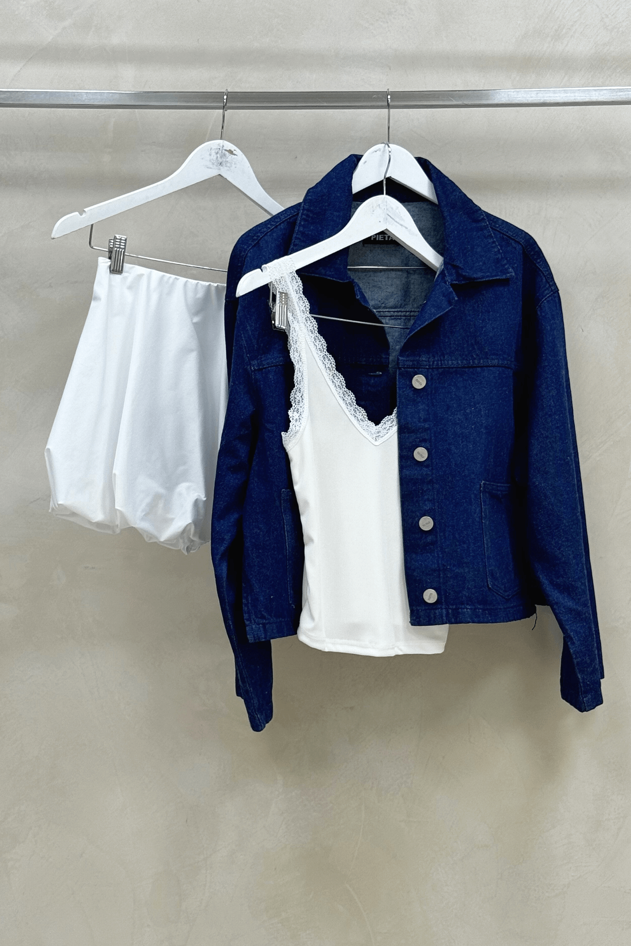 Campera Denim Bolsillos Azul