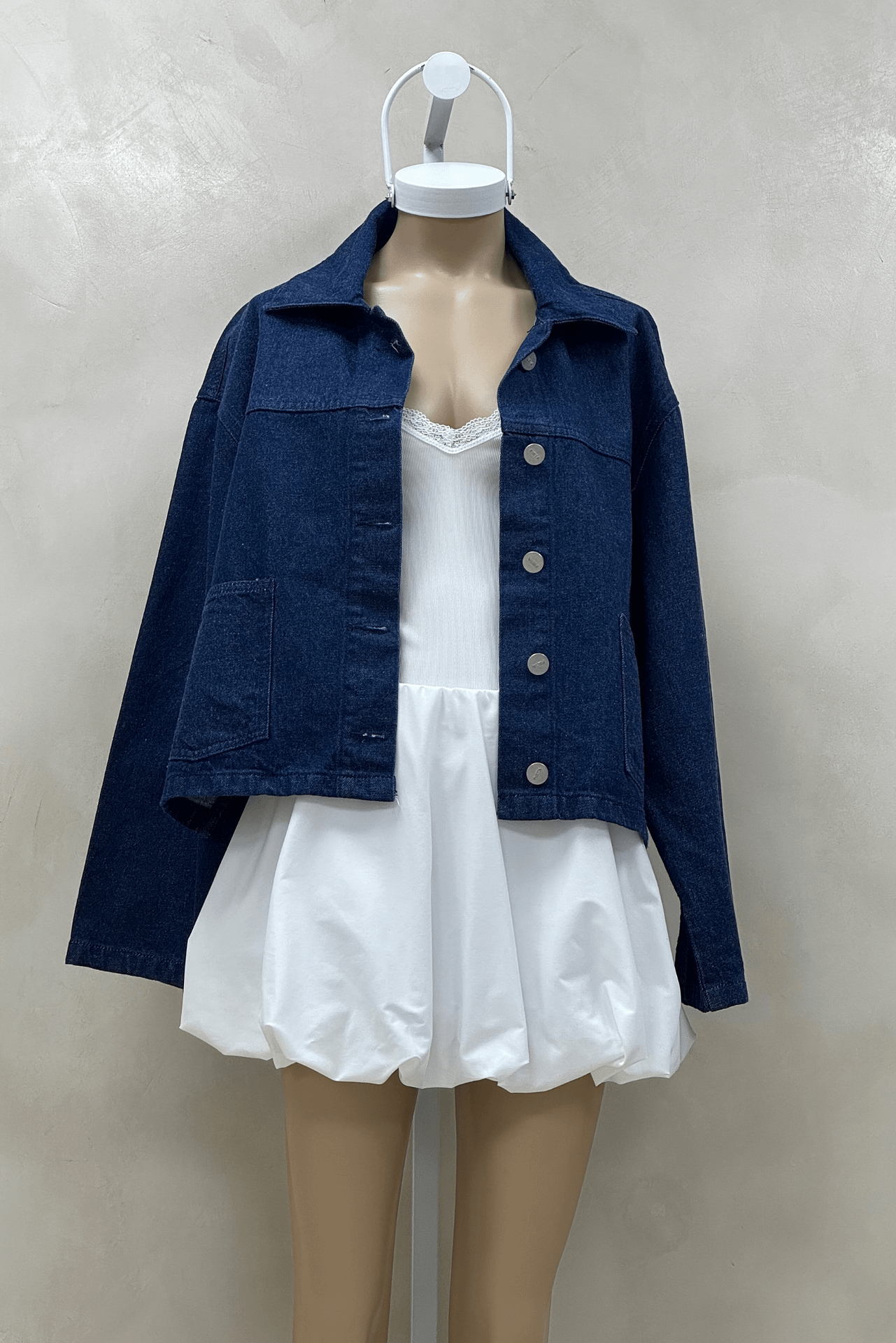 Campera Denim Bolsillos Azul