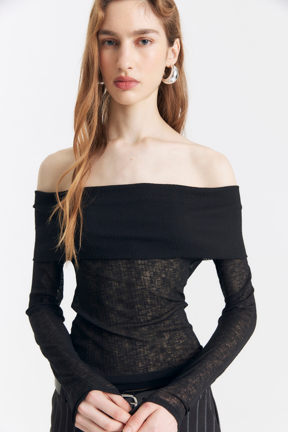 Camiseta Off Shoulder Azu