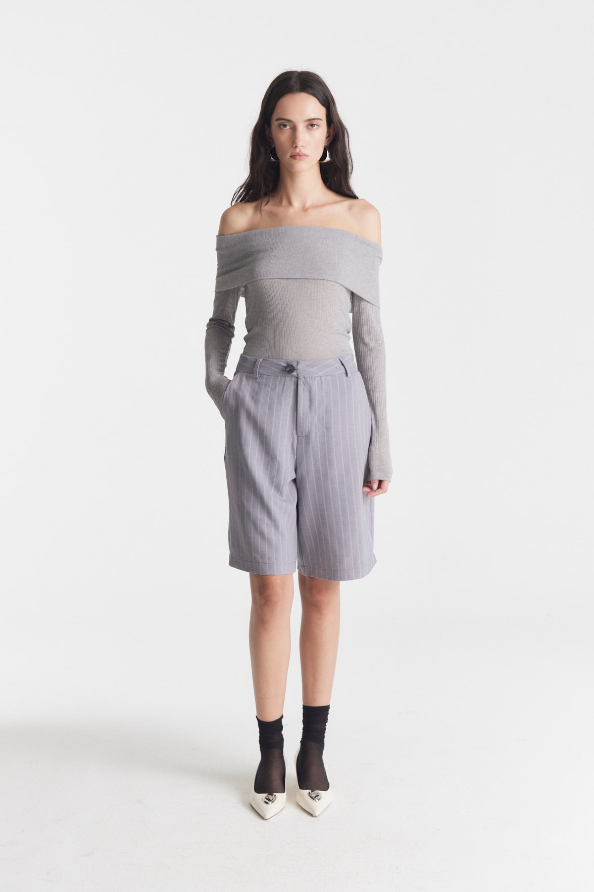 Camiseta Off Shoulder Azu
