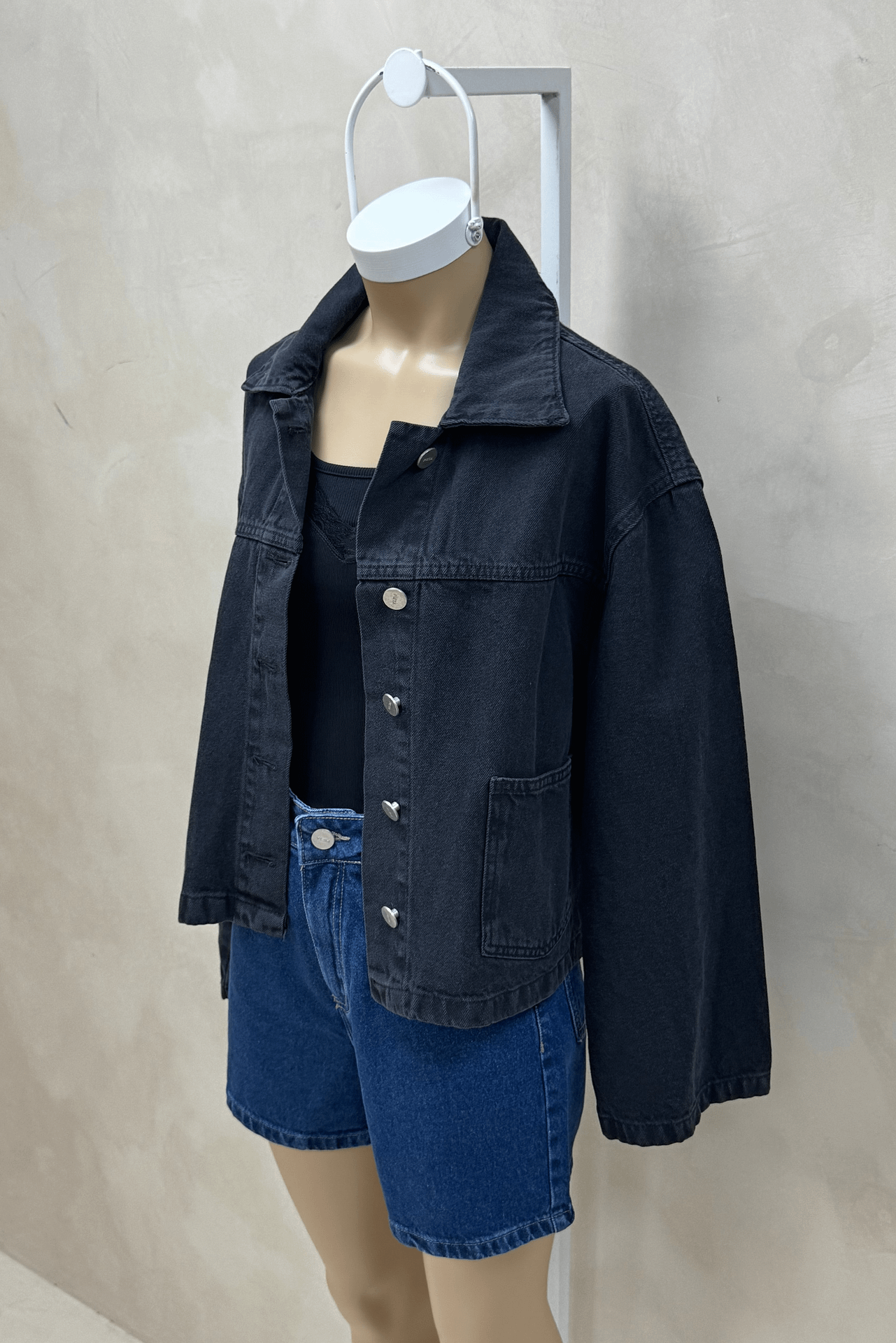 Campera Denim Bolsillos Black