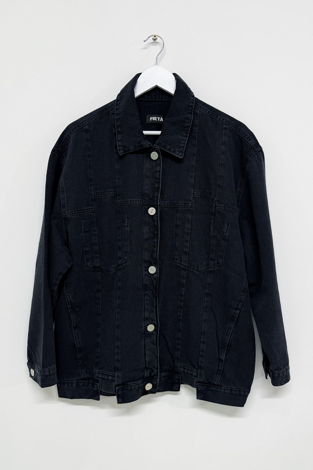 Campera Denim Recortes Black