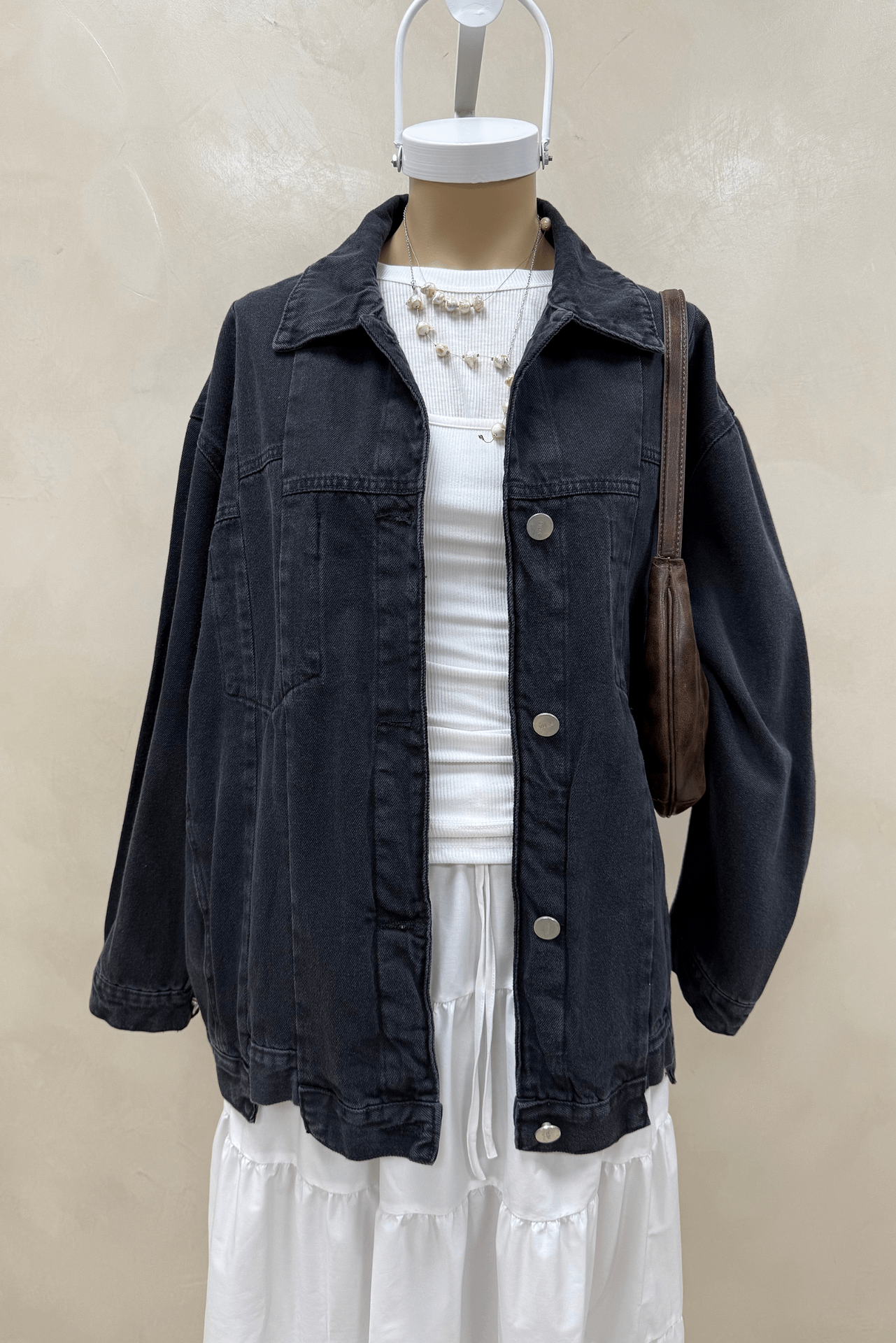 Campera Denim Recortes Black