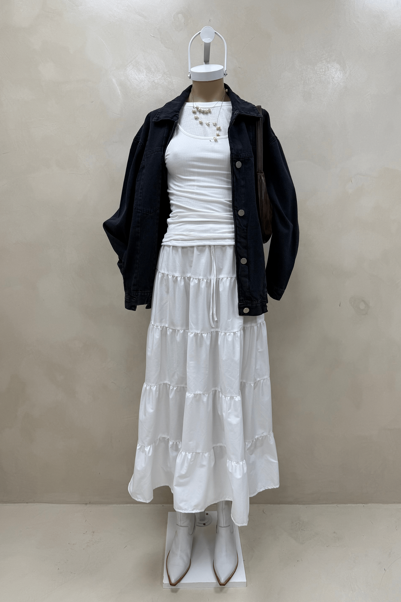 Campera Denim Recortes Black