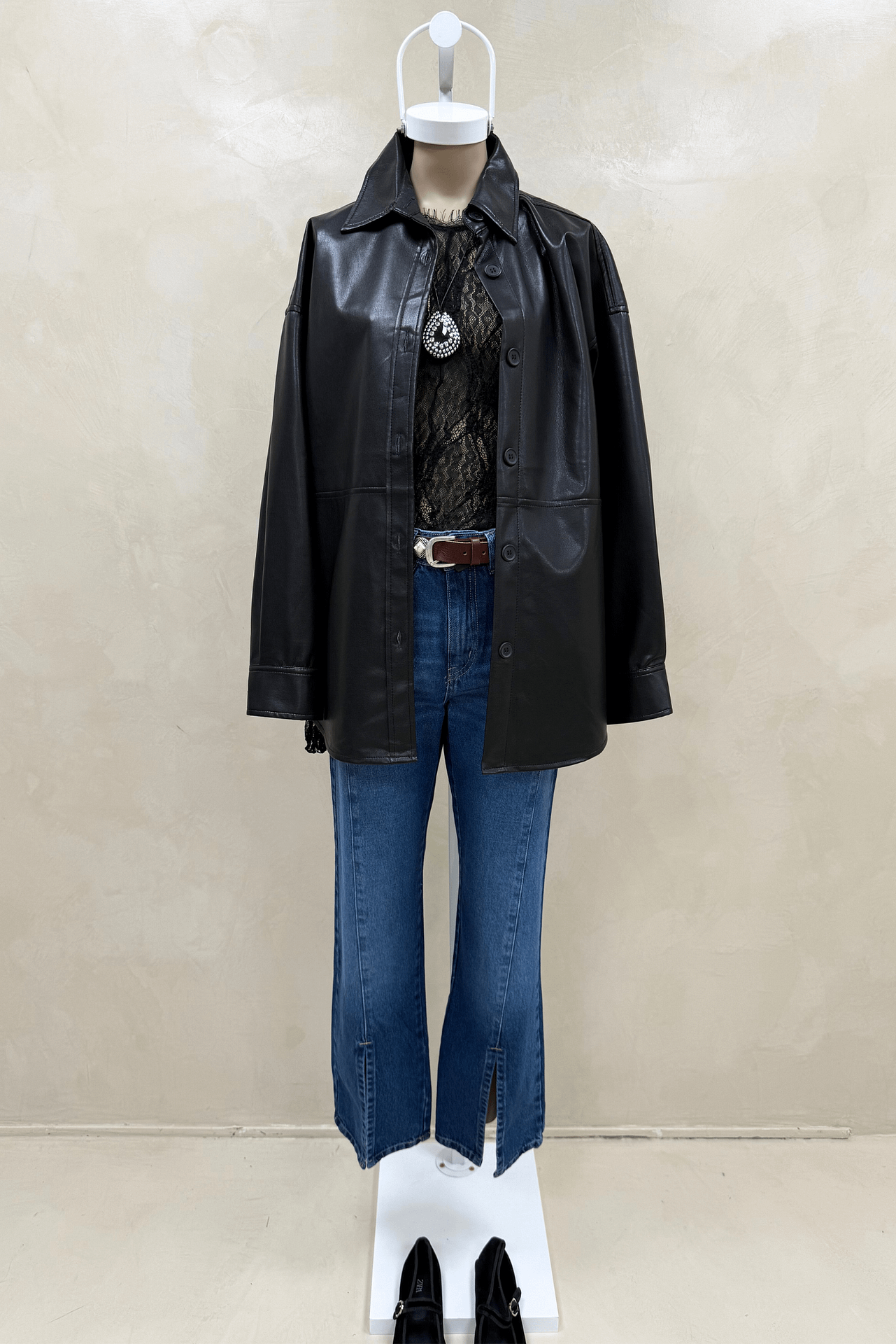 Camisa Over Eco Cuero