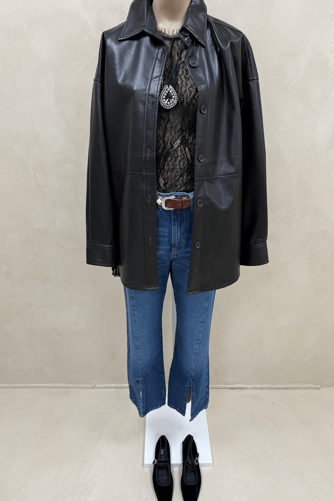 Camisa Over Eco Cuero