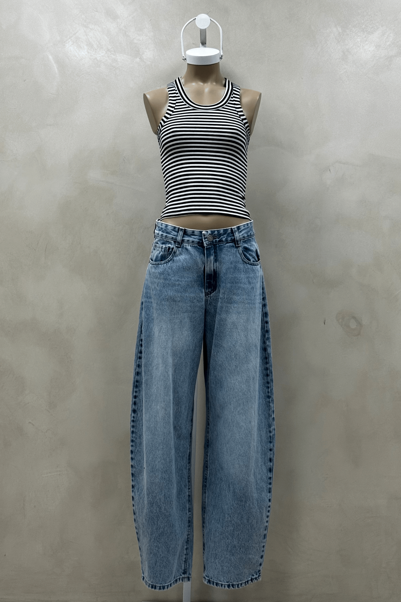 Jean Wide Balloon Celeste Bigotes