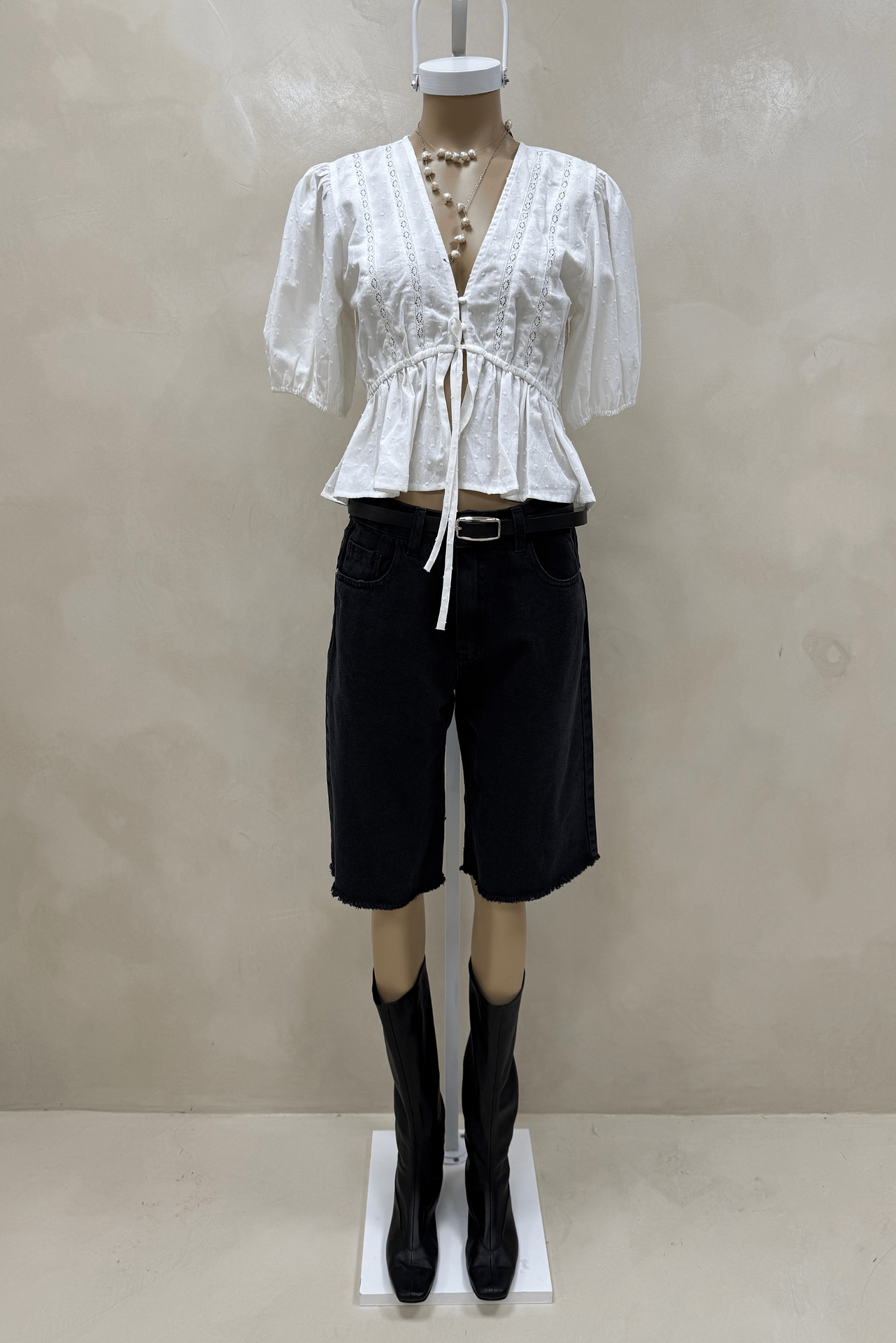 Blusa con Puntilla Manga Corta