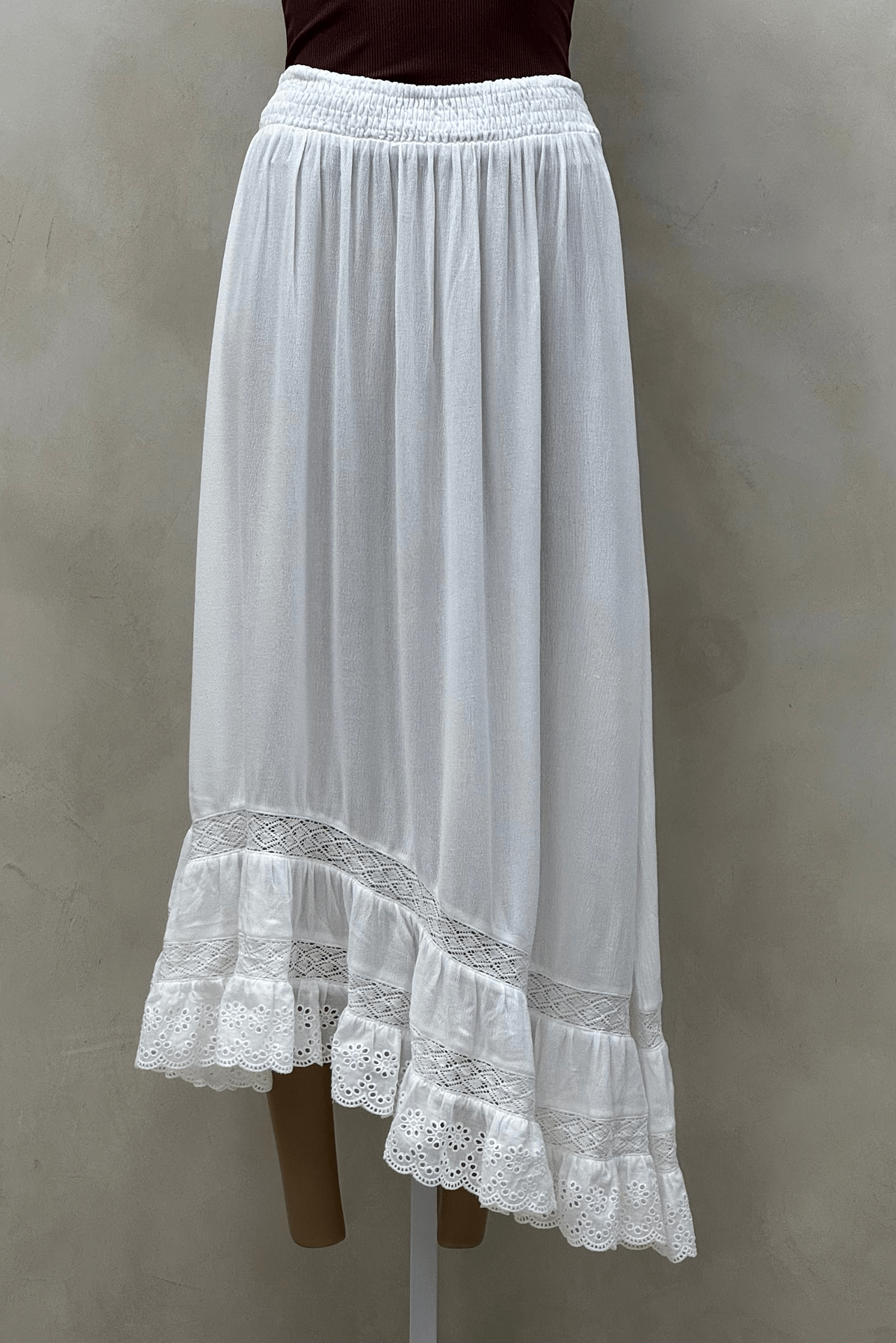 Falda Bambula Con Puntilla