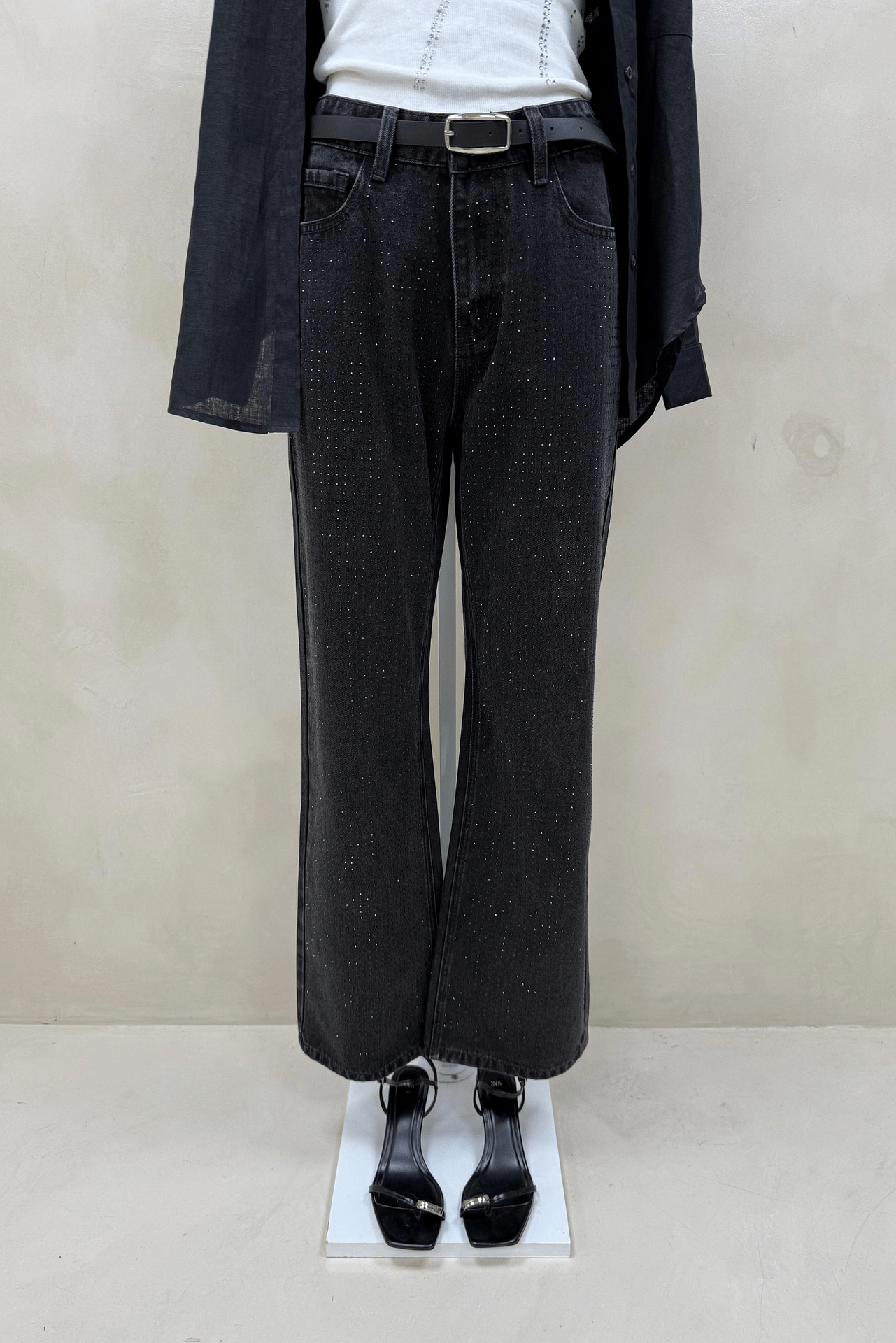 Jean Straight Black Con Strass