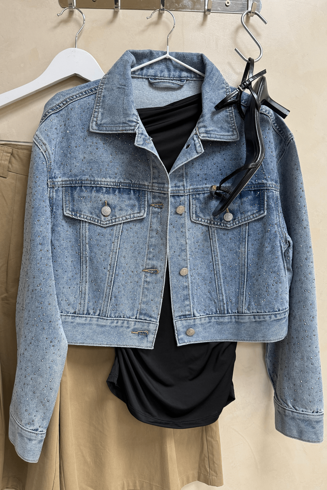 Campera Denim Con Strass