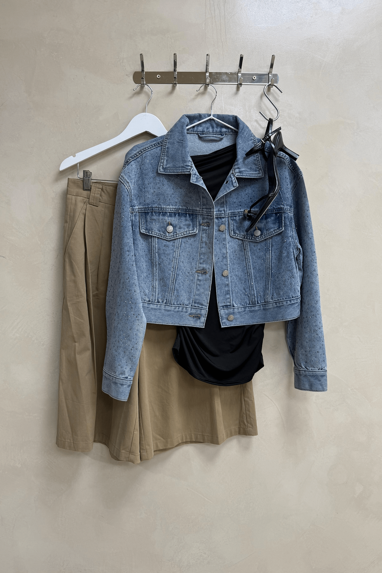 Campera Denim Con Strass
