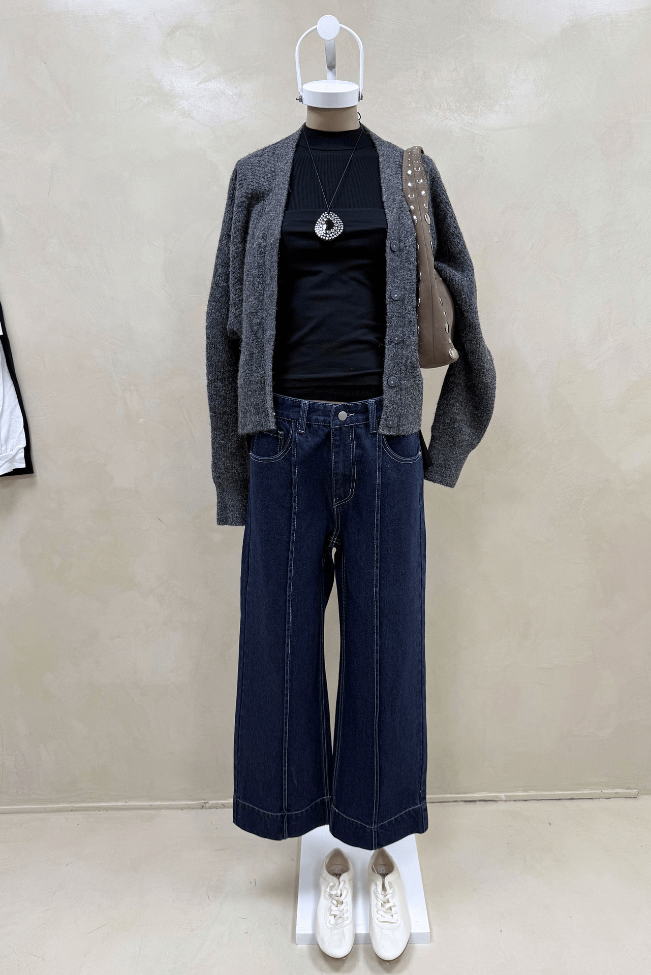 Jean Azul Recorte Hilo Blanco