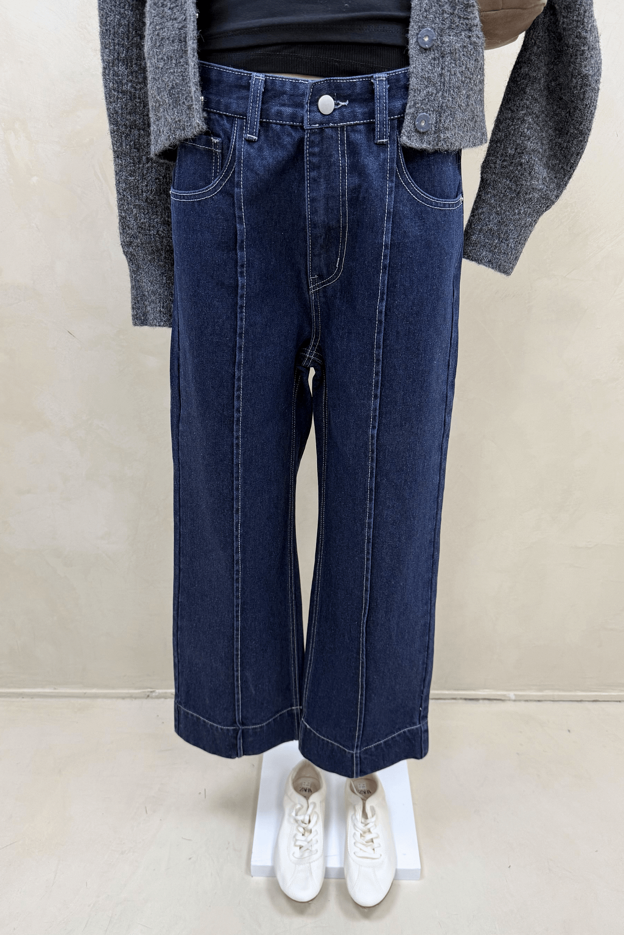 Jean Azul Recorte Hilo Blanco