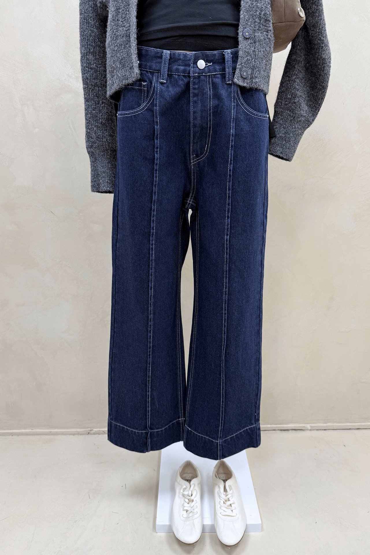 Jean Azul Recorte Hilo Blanco