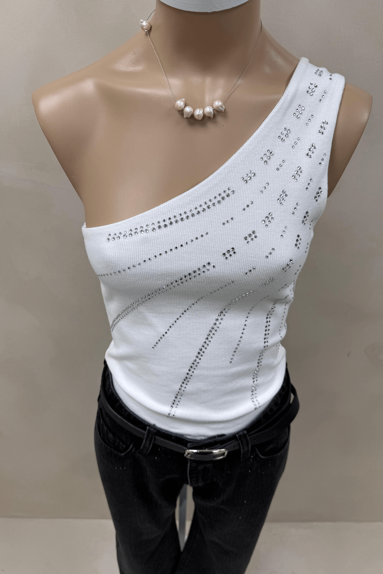 Top One Shoulder Strass