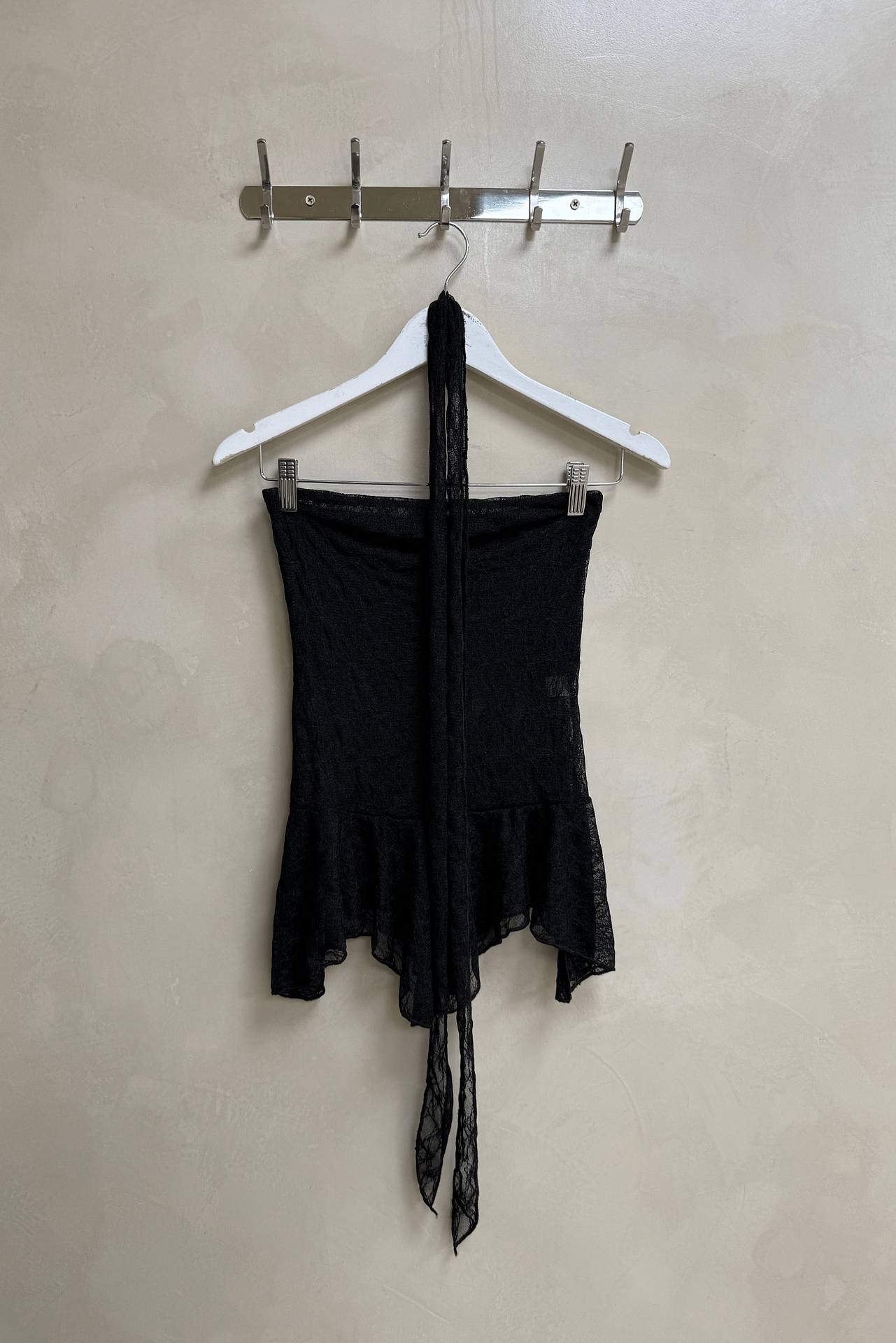 Top Encaje Strapless Volados