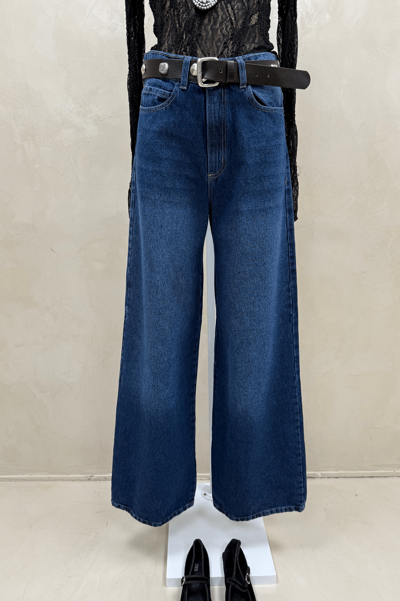 Jean Wide Leg Full Azul Bigotes